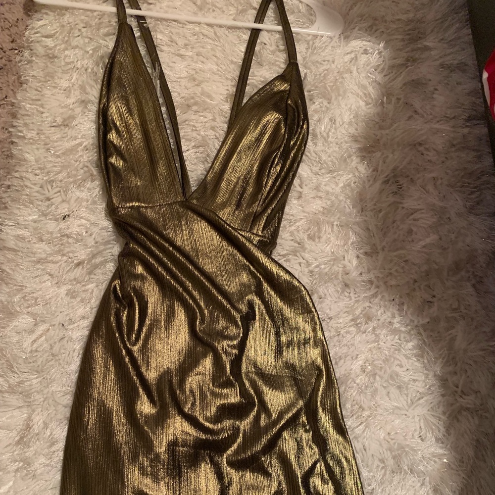 Metallic Gold Luxe sleeveless dress